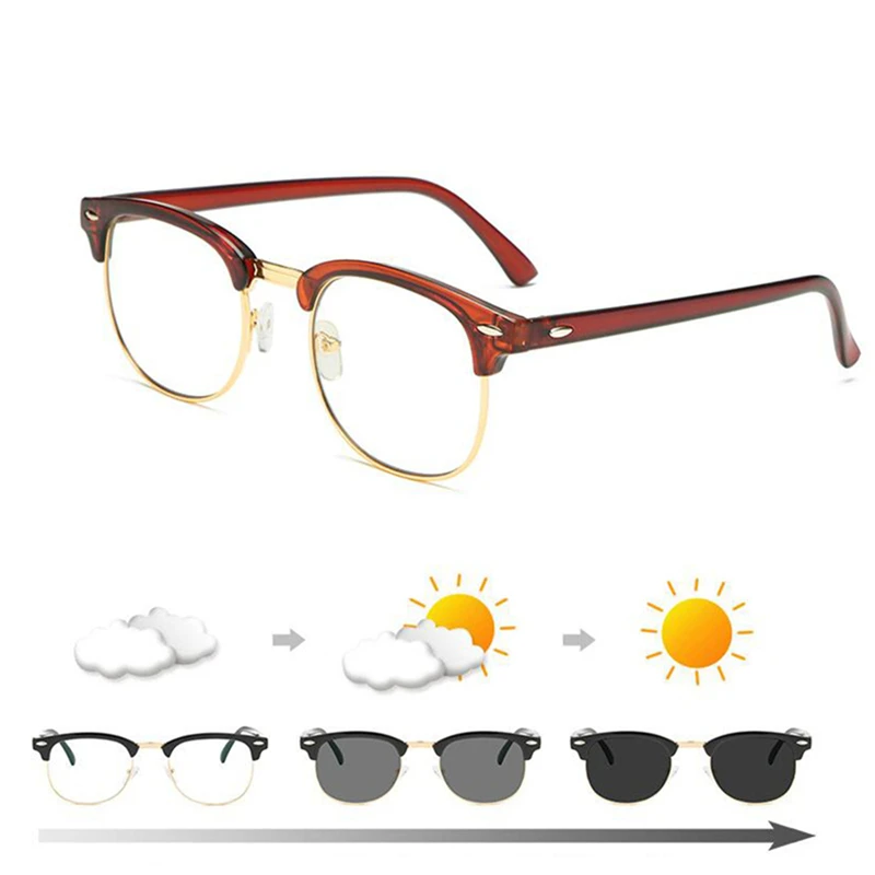 Diopter SPH 0-0.5-1-1.5-2-2.5-3-3.5-4-4.5-5-5.5-6.0 Anti Blue light Sun Photochromic Finished Myopia Glasses