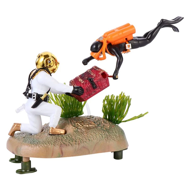 Aquarium Treasure Chest Diver Floating Fish Tank Landscape Ornament Decoration | Дом и сад