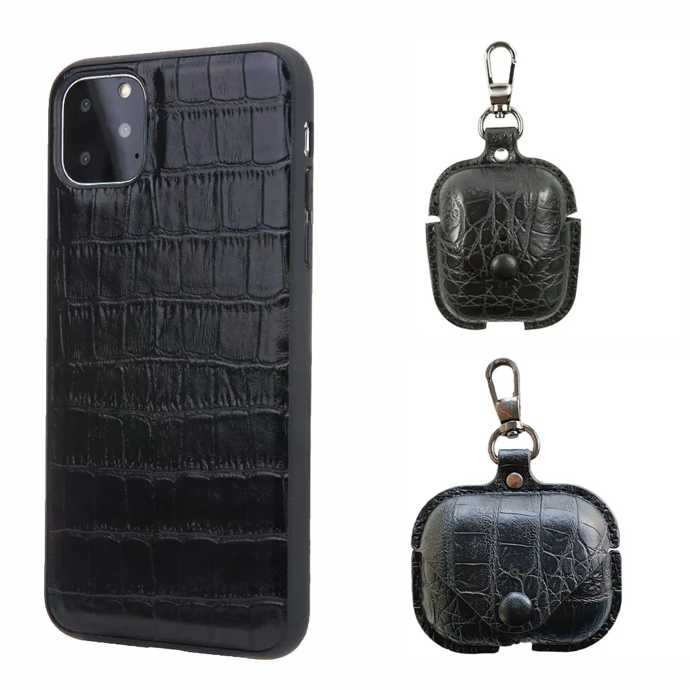 For iPhoneXR Xs Max 7 8 Plus 11 Pro luxury leather crocodile pattern retro Fran zh phone case for AirPods 1 2 Pro headphone case