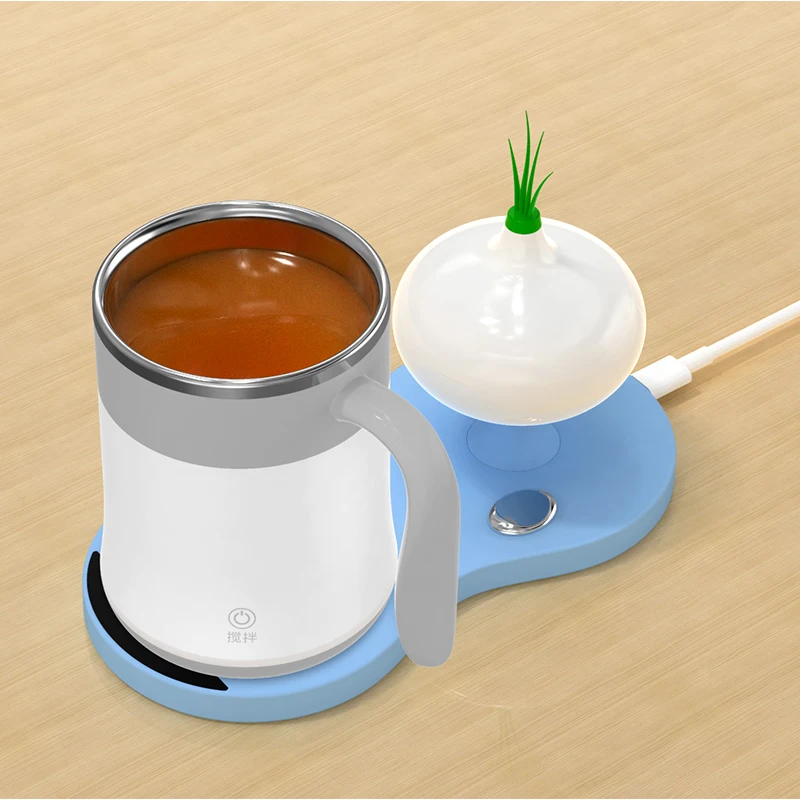 Cup and charger Автоматическая электрическая кружка для смешивания кофе и молока, умная чашка из нержавеющей стали, Ночной светильник, настольная лампа, фабричное Беспроводное зарядное устройство - Цвет: Cup and charger