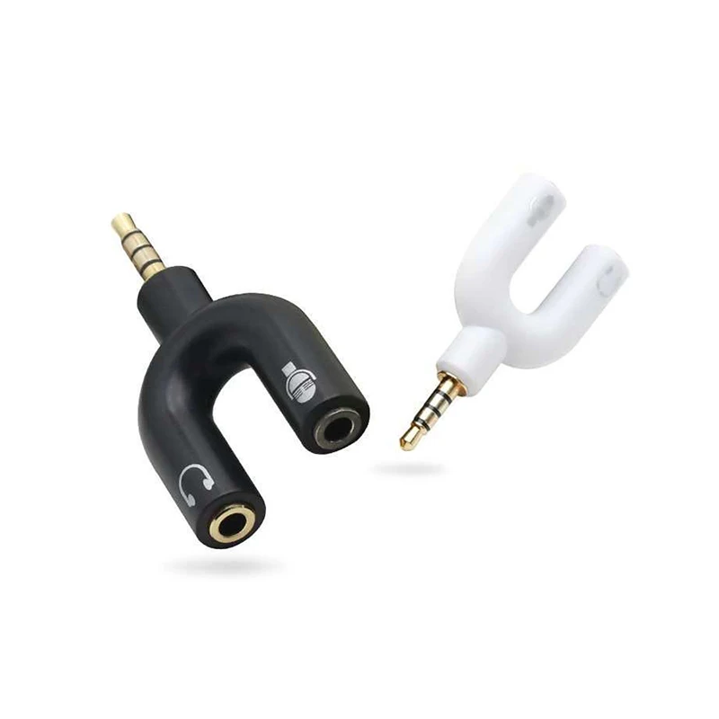 Top Quality U shape Earphone Adapter Converter 3 5MM 2 in 1 Stereo Audio Splitter Converter For Mic Headphone Computer Mobile