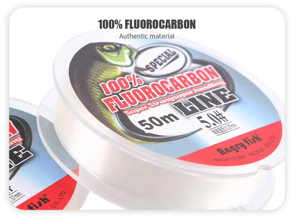 

HiMISS Fluorocarbon Fishing Line 50m Transparent Super Strong Carbon Fishing Line 50 Meters Fishing Line