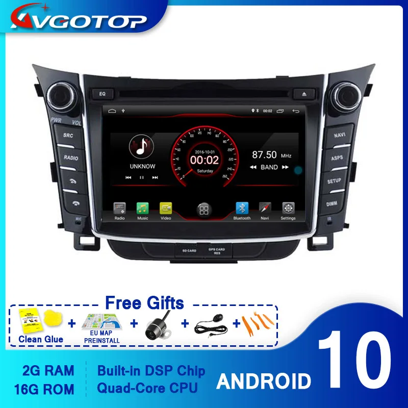Автомагнитола AVGOTOP Android 10 GPS DVD плеер для HYUNDAI i30 2011 2012 2013 Wi Fi Bluetooth навигация