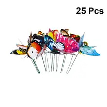 25 шт. 10 см светящиеся стержни в форме бабочки, ваза для цветов, садоводческий бонсай, палочка для украшения зеленых растений, фигурки из проволоки