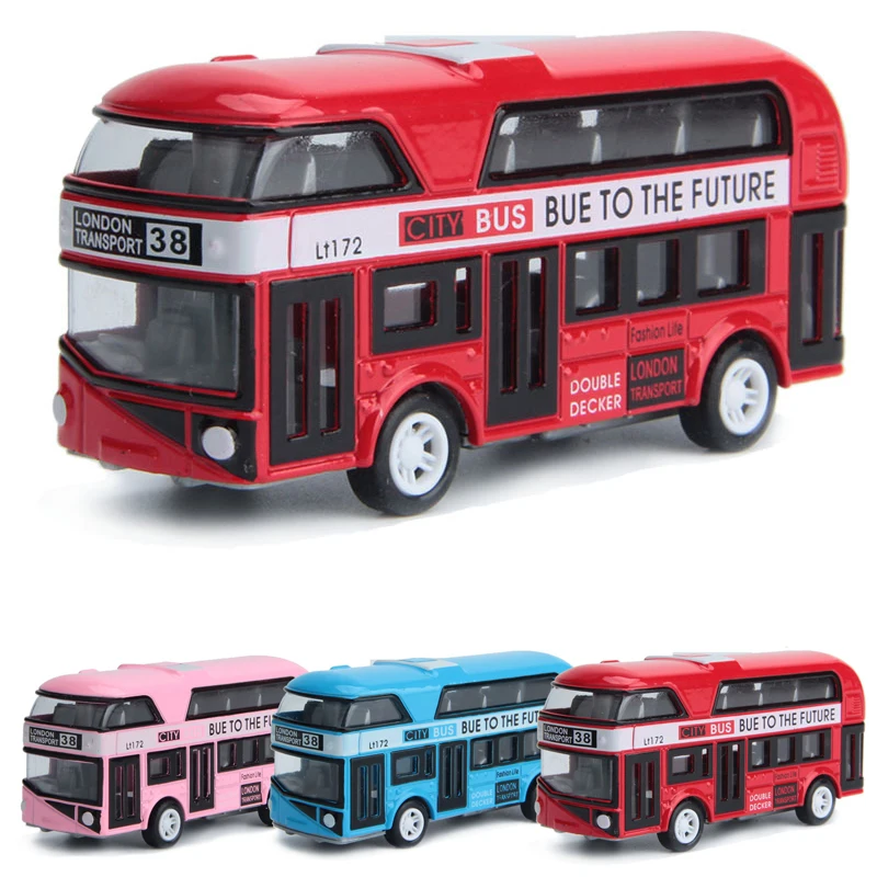 

4 Colors Pullback Alloy Double Deck Bus Car Toys Model Toys for Children London City School Bus Baby Gift Classic Vehicle
