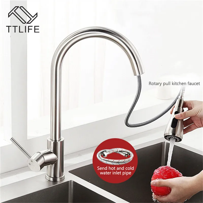 TTLIFE Pull-Out Spout Faucet Extender Sink Tap 360 Degrees Rotating Kitchen Faucet with Two Buttons Kitchen Sink Accessories TTLIFE Pull-Out Spout Faucet Extender Sink Tap 360 Degrees Rotating Kitchen Faucet with Two Buttons Kitchen Sink Accessories