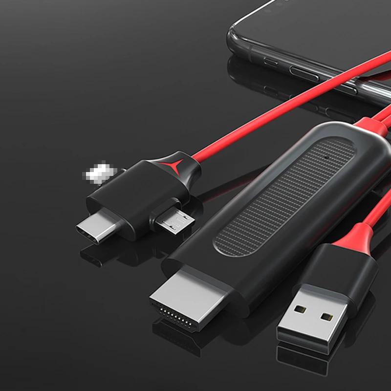 3 в 1 совместимому с HDMI конвертер адаптер USB-C Кабель разъемом Micro USB Type-C кабель lightning