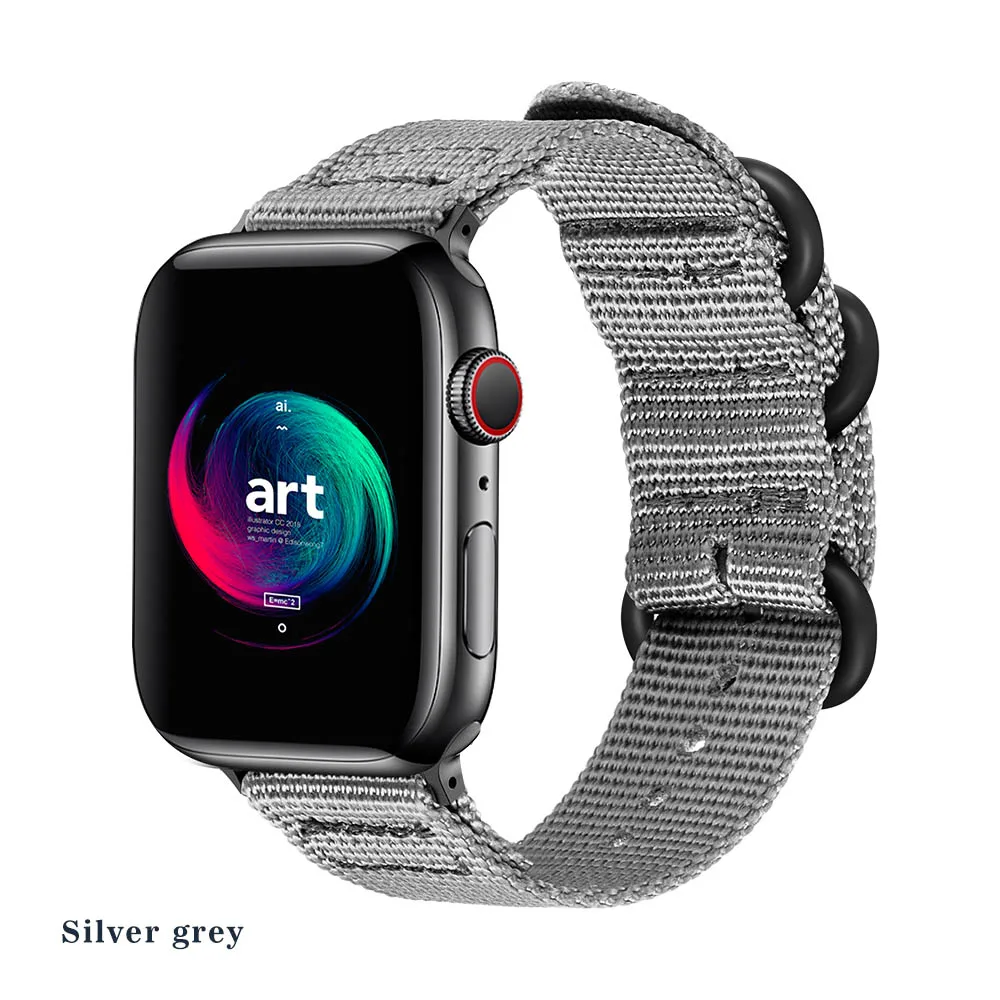 Light gray Нейлон Apple, часы, нейлоновый ремешок для наручных часов Series 5 42 мм, 38 мм, версия ткань-как ремешок для iwatch, версия 4/3/2/1 подходит для 40 мм 44 аксессуары - Цвет ремешка: Light gray
