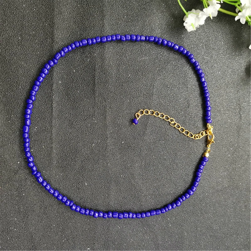 Blue JCYMONG 13 цветов 4 мм бусы ожерелье для женщин Мода collares de moda Strand длинное ожерелье богемные ювелирные изделия - Окраска металла: Blue
