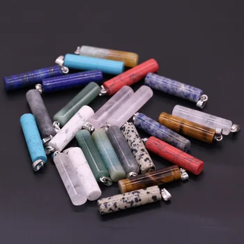 

Natural Semi Precious Stone Pendant cylindrical Exquisite Charms for Jewelry Making DIY Necklace Bracelets Accessories 10x43mm