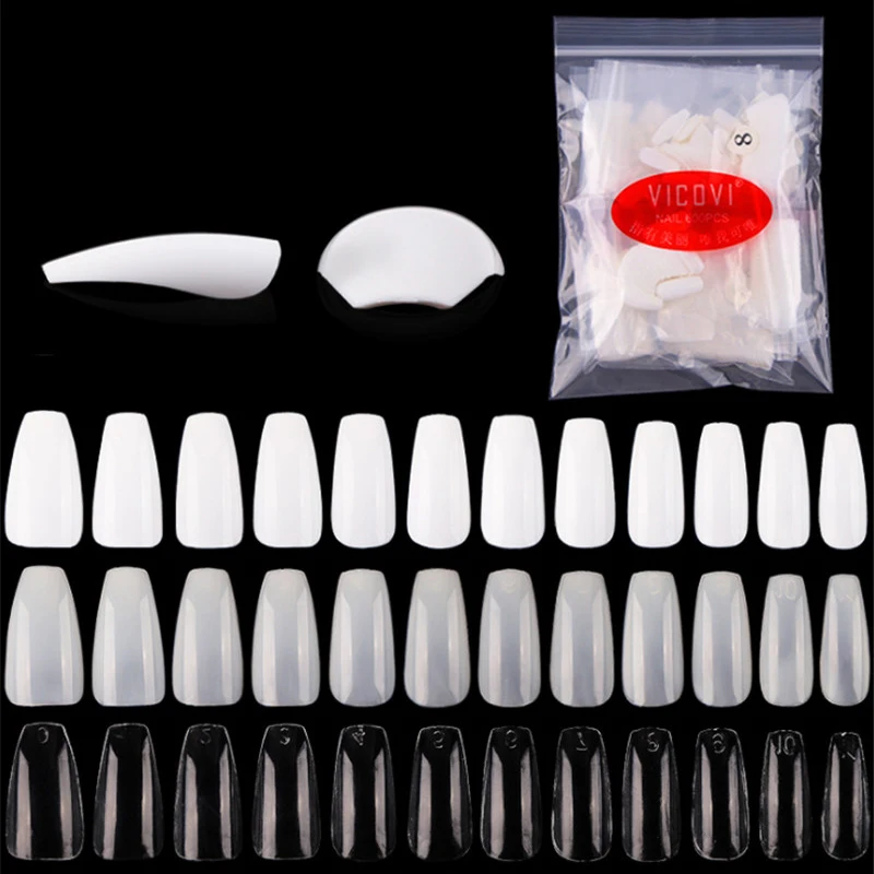 

Nature/White/Clear Nail Tips 600 pcs Coffin Nail Artificial Short Ballerina False Nail faux ongles Manicure Full Cover Fingertip