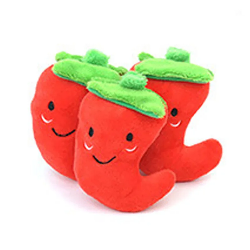 red pepper Животные игрушки Мультяшные собачки популярные домашние животные плюшевые кости Жевательная пищалка игрушка для домашних животных пищалка звук фрукты собаки игрушка подходит - Цвет: red pepper