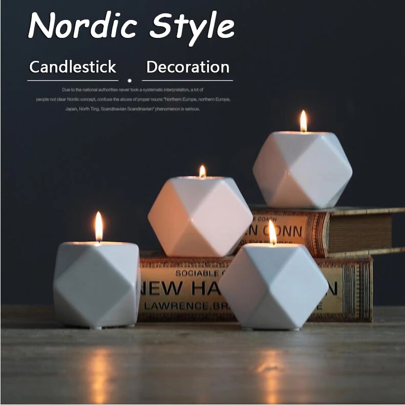 Керамический подсвечник в скандинавском стиле, креативный полигоновый дизайн, подсвечник для украшения стола, вечерние, СВАДЕБНЫЕ КАНДЕЛЯБРЫ