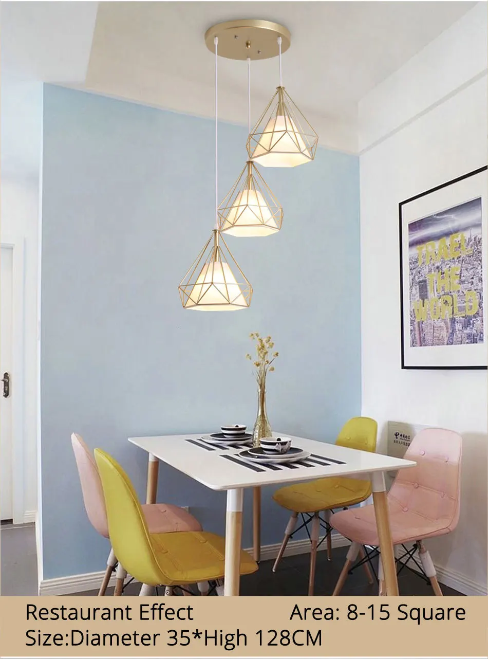 Подвесной светильник в скандинавском стиле с тремя головками, подвесной светильник для ресторана, лампа для столовой, креативный светильник для дома с одной головкой