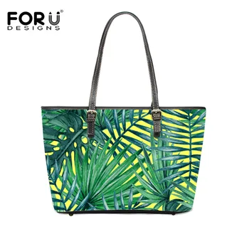 

FORUDESIGNS Tropical Leaves Print PU Purse Fashion Women Large Tote Shoulder Bags Leather Handbags for Ladies Travel Storage Bag