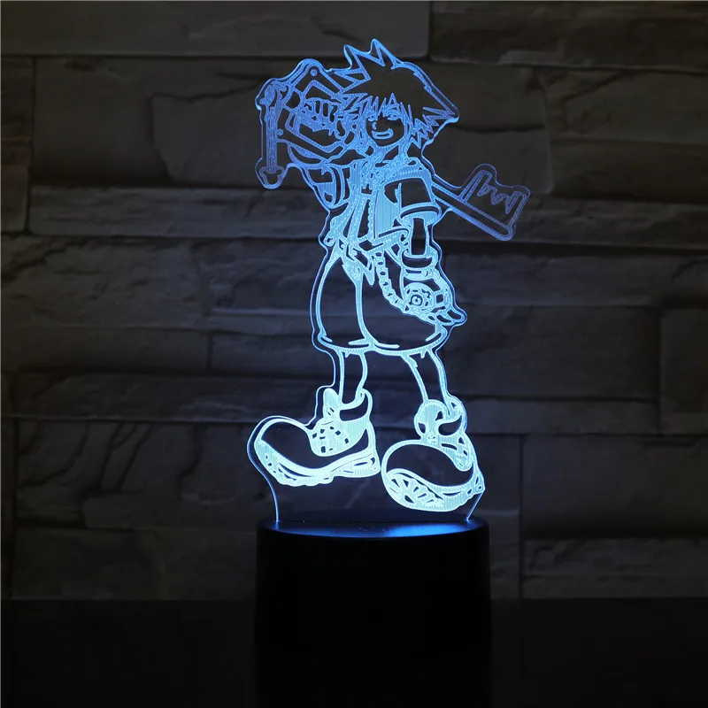 3D игра Led Kingdom Hearts Sora рисунок многоцветный USB акриловый Декор lamparas Gamer освещение детская настольная лампа прикроватная 2532