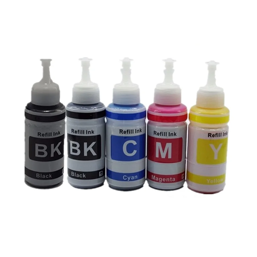 Бутылка набор заправки чернил, красителей для Epson L100 L110 L200 L210 L300 L355 L120 L130 L1300 L220 L310 L365 L455 L550 L565 принтер - Цвет: 1 Set 1BK 4 x 70ml