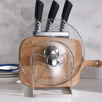 

Stainless Steel Pot Lid Stand Chopping Board Rack Cooking Dish Rack Pan Cover Stand Kitchen Storage Organizer Accessories