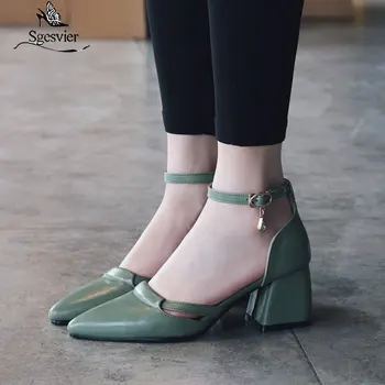 

Sgesvier Four Colors Black Pumps Women Shoes Woman Sexy Fashion Pointed Toe Thick Heels Shoes Lalies 2020 Autumn Size 32-46 B247