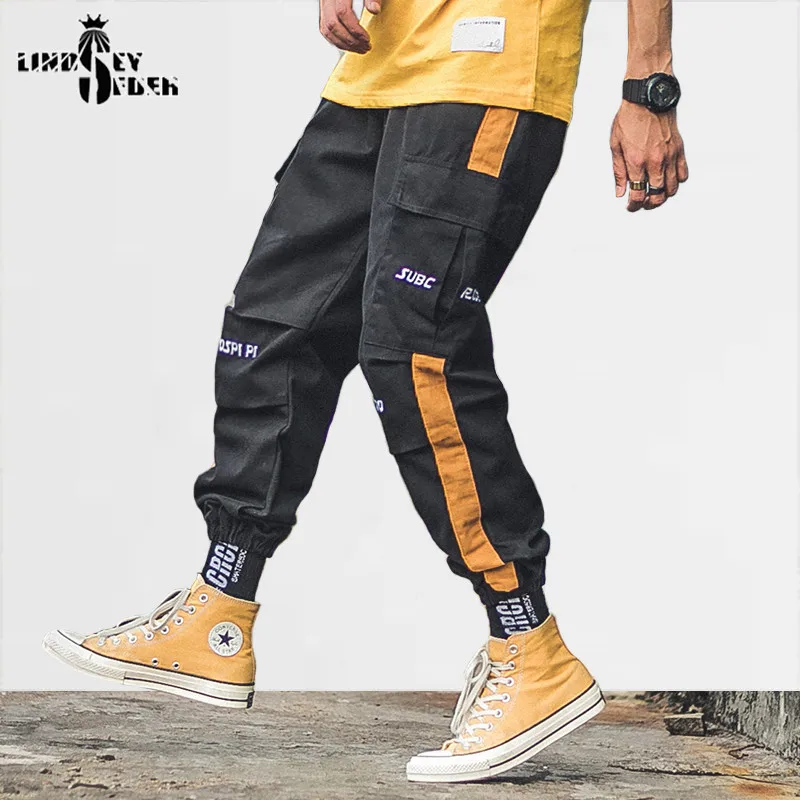 

Men's Cargo Pants Elastic String Waist Belt Elastic Leg Opening Pockets HipHop Streetwear Harajuku Pant Trousers Autumn