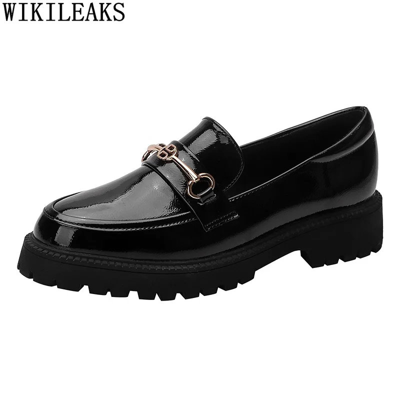 

Platform Shoes Patent Leather Korean Fashion Loafers Women Slip on Lolita Shoes for Women Oxford Shoes for Women Zapatos Mujer