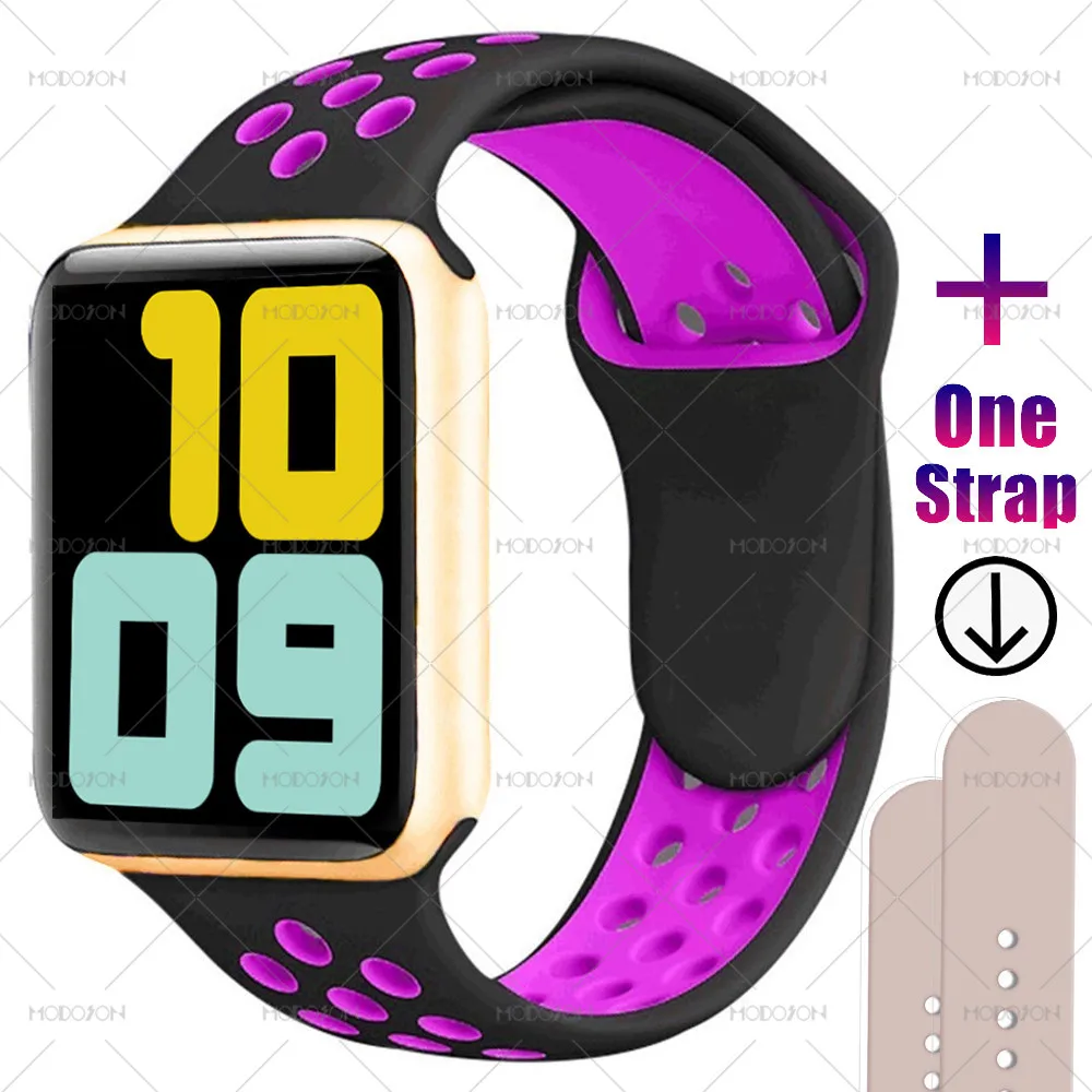 MODOSON Смарт-часы iwo 11 мини серия 5 монитор сердечного ритма браслет кровяное Кислородное давление умные часы для Apple iphone Android - Цвет: gold black purple