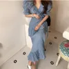 SMTHMA 2022 New Summer Women Casual Flare Sleeve Boho Beach Long Dress Sexy V-Neck Ruffle Pleated Mermaid Vestidos ► Photo 1/6