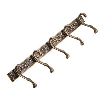 

Wall Mounted Hook Rack Vintage Hook Rail Coat Rack with 5 Scrolls Home Storage Organizer for Kitchen Bedroom Bathroom(Bronze)