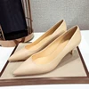 New Elegant Classic Women Pumps For Woman Solid Genuine Leather Thin Heel Ladies Fashion White Nude High Heels Office Shoes A001 ► Photo 3/6