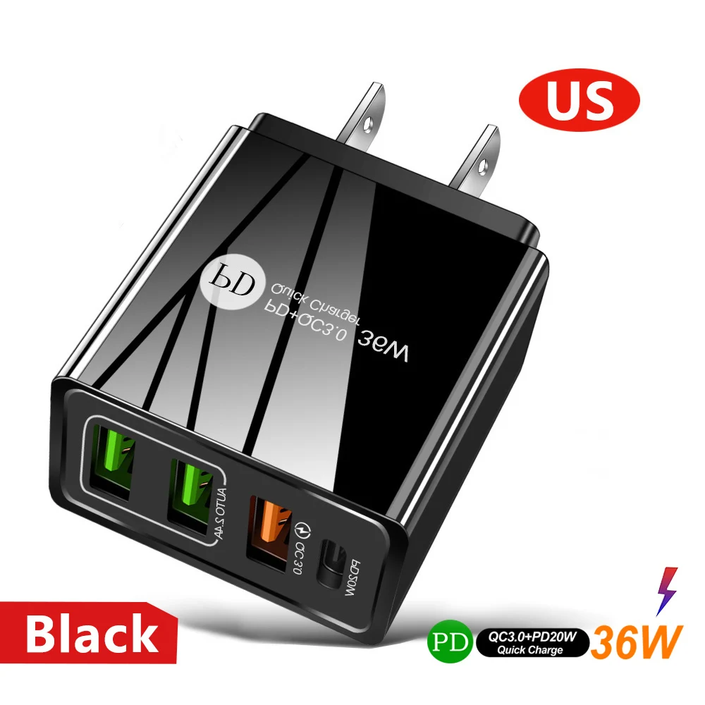 usb c 5v 3a USB PD Fast Charger EU UK Plug Quick Charger QC 3.0 Power Adapter For iPhone 13 12 Series Xiaomi Samsung Huawei Fast Charging 65 watt charger Chargers