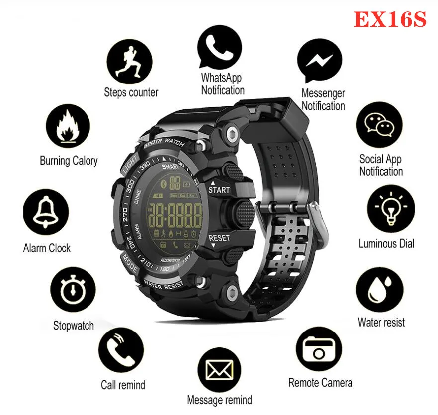 

EX16S Smart Watch IP67 Waterproof Men Sports Alarm Long Standby Camouflage Straps Military For Xiaomi Samsung Apple iPhone 8 X