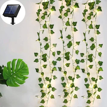 10M Solar Vine Leaf Fairy Garden String Lights