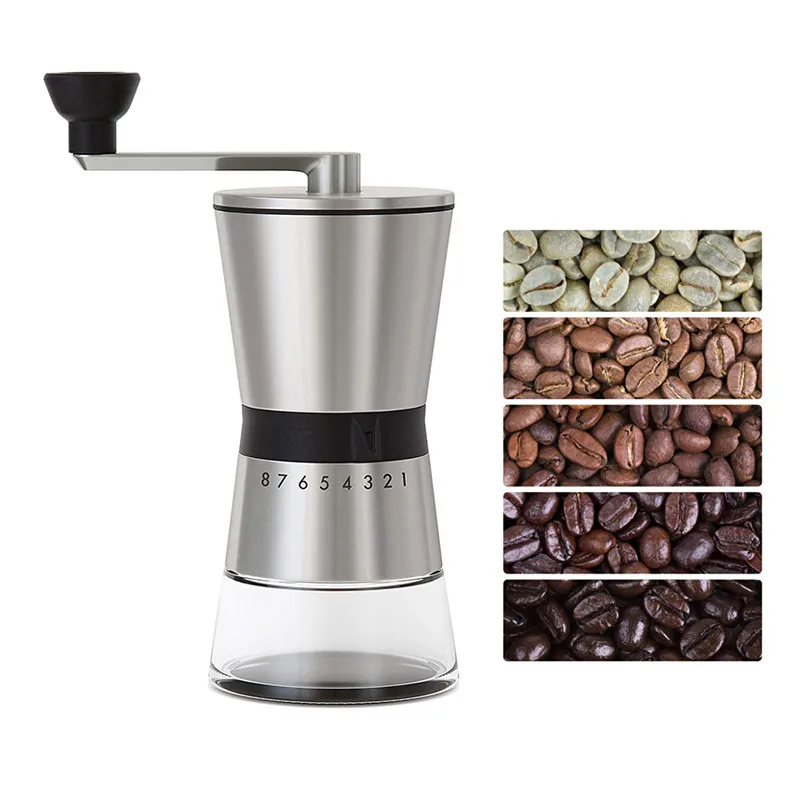 

AliBeans Precision Manual Coffee Grinders, 15 Adjustable Settings, Brushed 18/8 Stainless Steel