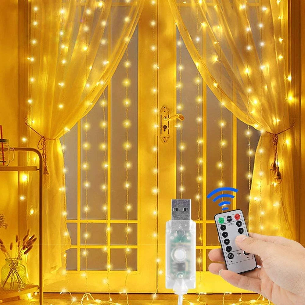 3M*3M Curtain Fairy Hanging String Lights Christmas Wedding Party Home Decor 3M*3M Curtain Fairy Hanging String Lights Christmas Wedding Party Home Decor