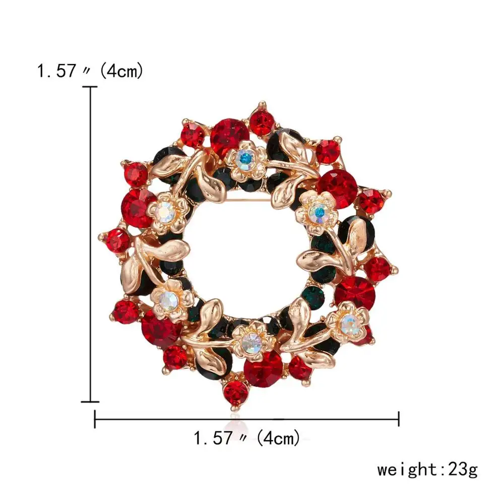 Rinhoo модные рождественские булавки, подарки, рождественские колокольчики, венок, снежинка, звезда, хрустальные броши для женщин, цветная Новогодняя брошь - Окраска металла: 4
