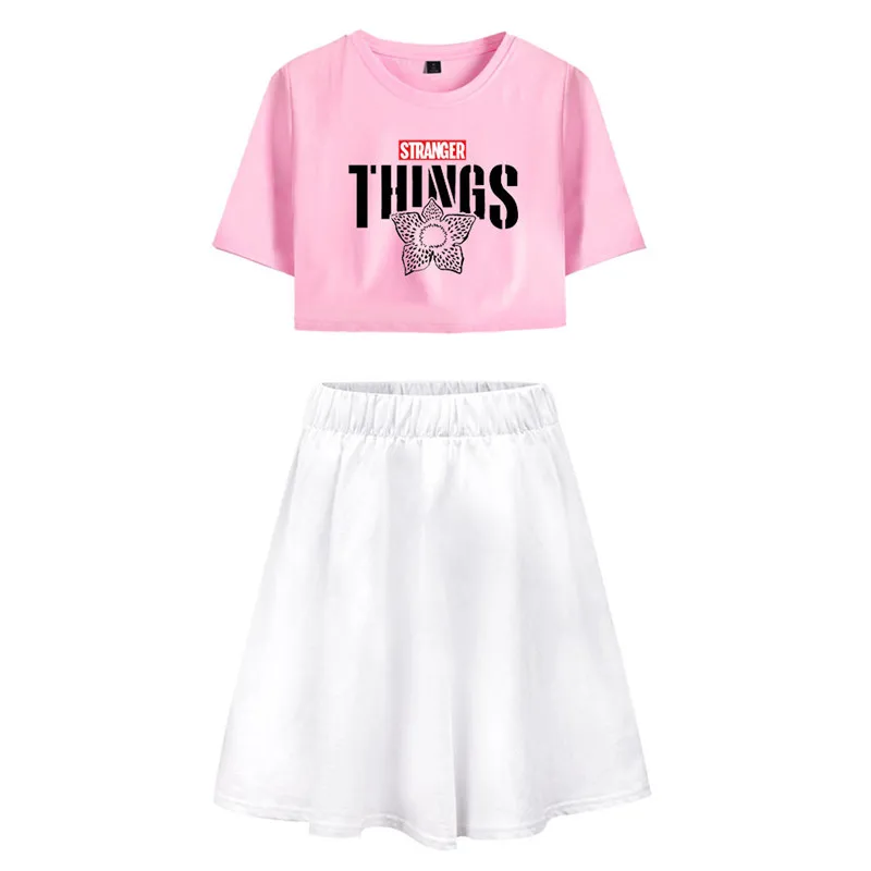 Cosrea TV Stranger Things Dustin Cosplay costume women Suit skirt Summer girl T-Shirt blouse long skirt Eleven Cosplay dress