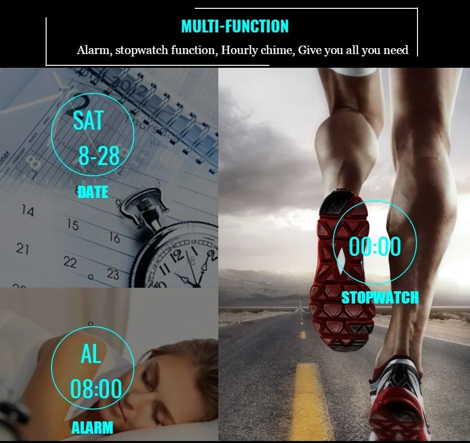 Мужские спортивные электронные часы с резиновым ремешком 50 м|clock brand|clock fashionclock alarm