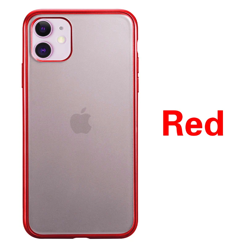 Матовый Прозрачный чехол для телефона iPhone 11 Pro Max чехол s для iPhone 6 6S 7 8 Plus X XS XR мягкий карамельный цвет чехол Fundas - Цвет: Red