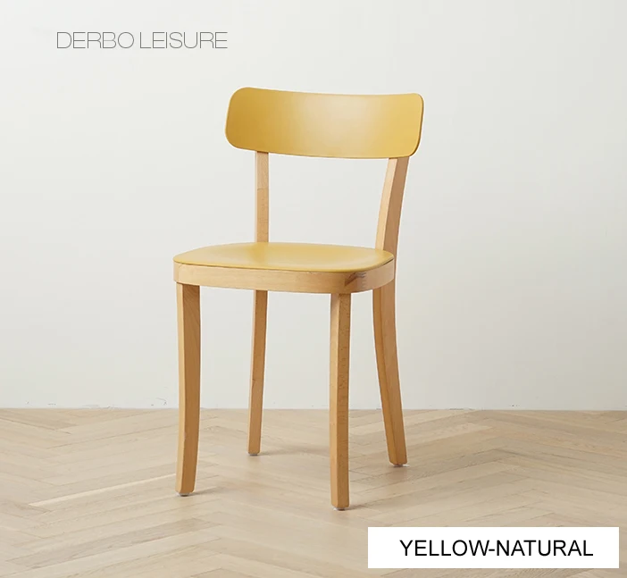 Yellow-Natural Современный классический модный популярный дизайн Лофт твердый бук деревянный красочный PP сиденье столовая в скандинавском стиле хороший боковой деревянный стул 1 шт - Цвет: Yellow-Natural