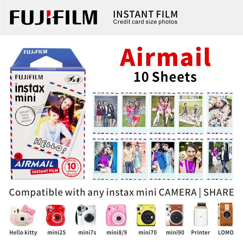 Fujifilm Fuji Instax Mini 9 8 полоса пленка 10 листов для 70 50s 7s 90 25 поделиться мгновенной камеры Радуга Макарон комикс - Цвет: Airmail 10 Sheets