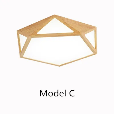 Model C Дизайн Современные светодиодные потолочные светильники с квадратной деревянной рамкой Lamparas De Techo японский стиль лампы для спальни - Цвет корпуса: Model C