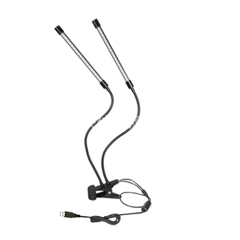 12/24/36W Dual Heads LED Growth Light With Clip Flexible Gooseneck Plant Flower Vegetable Growing Lamp For Greenhouse