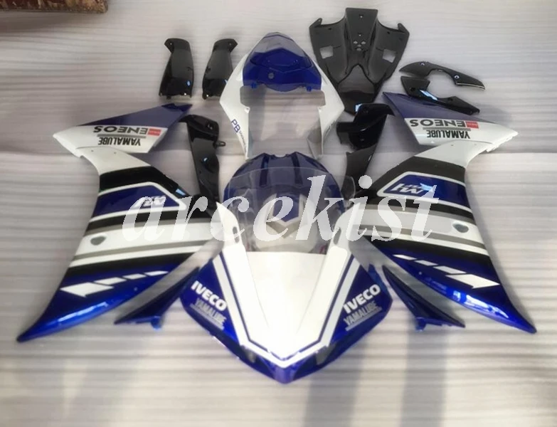Инъекций ABS Обтекатели комплект подходит для YAMAHA YZF-R1 R1 2009 2010 2011 2012 2013 YZF1000 09, 10, 11, 12, 13, 14, синего и белого цвета