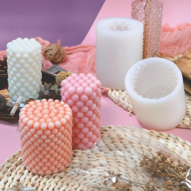 Molde de silicona con forma de columna de perlas para velas, cubo