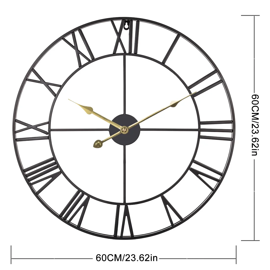 60 см Ретро железные римские цифры бесшумные настенные часы с батарейным
