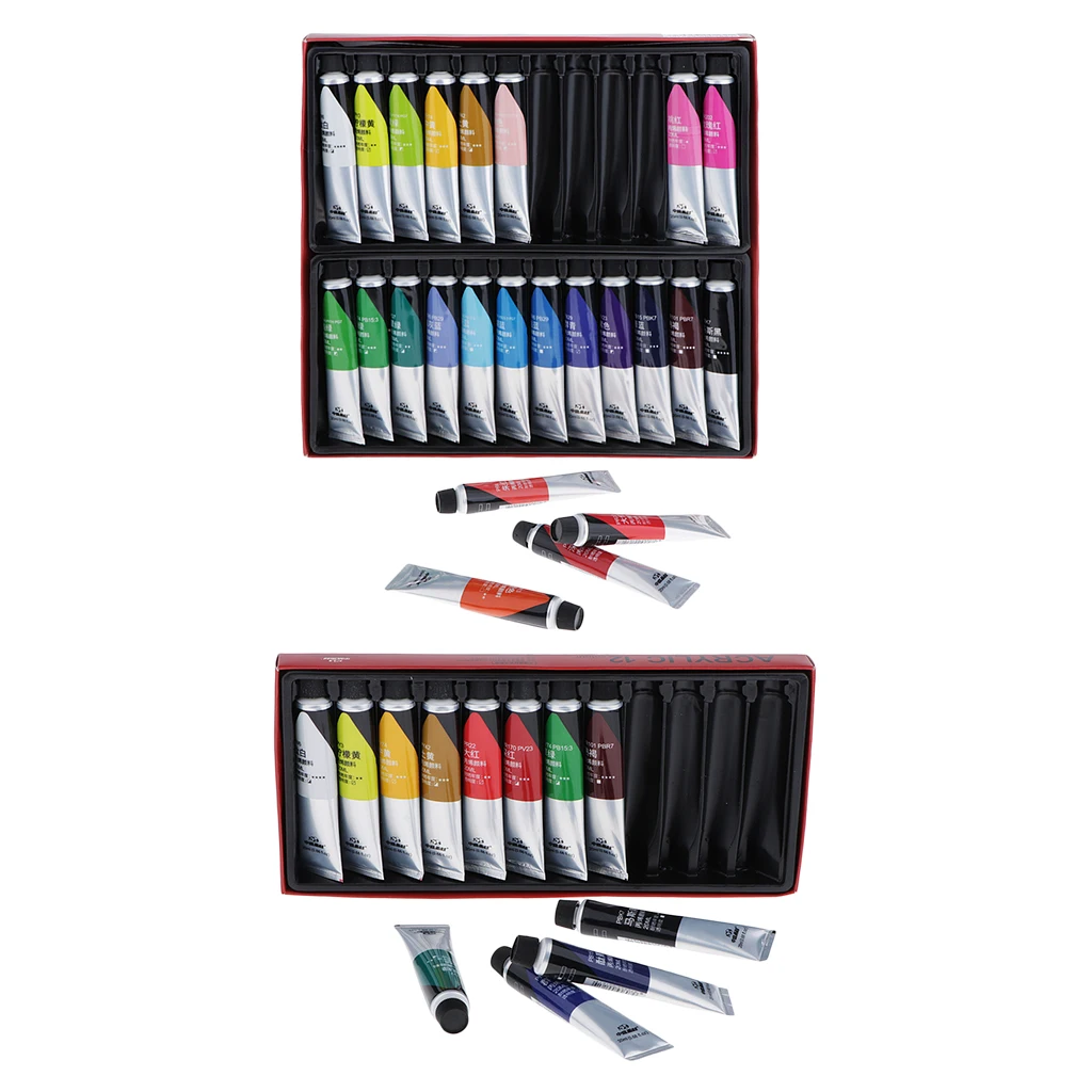 12/24Pcs ACRYLIC PAINTS ART WATERPROOF ARTIST PAINTING ACYLIC COLOR FOR CERAMIC