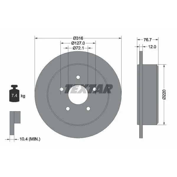 Диск тормозной задний JEEP WRANGLER II(TJ) 2,8 CRDi 96-08 / WRA