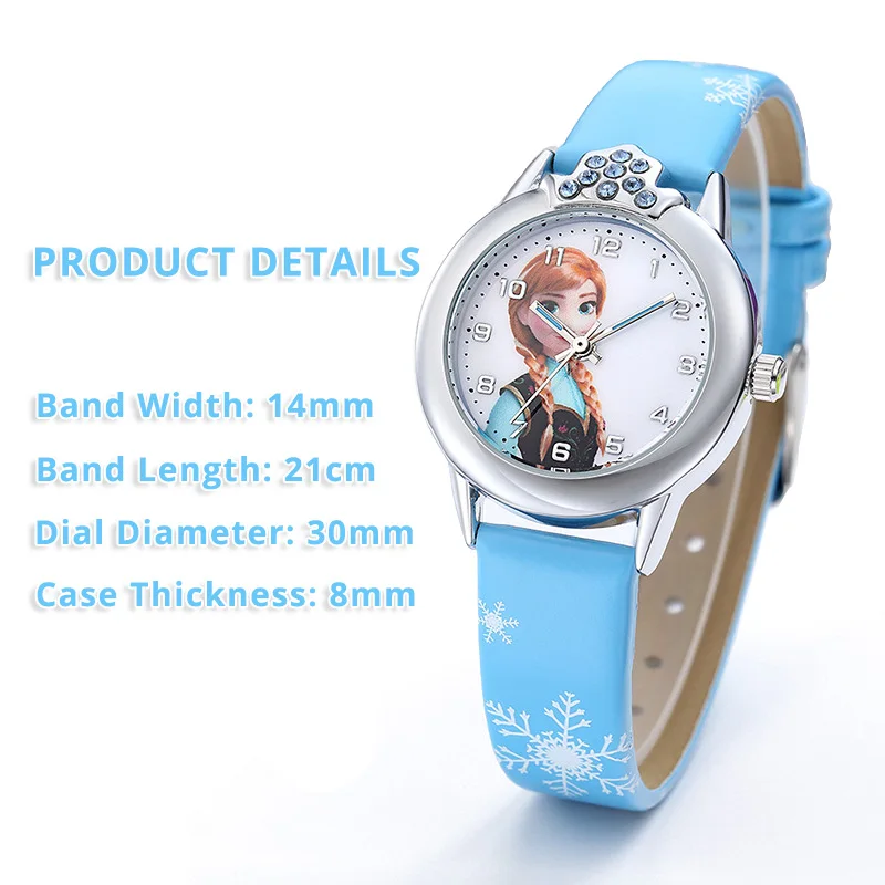 New Princess Elsa Girls Watches Kids Leather Strap Cute Children Cartoon Wristwatches Gifts for Kids Girl Frozen Clock 3