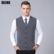 Шерсть, модные свитера, мужской кардиган с v-образным вырезом, вязаные Джемперы без рукавов, зимний Приталенный жилет в Корейском стиле, повседневная мужская одежда