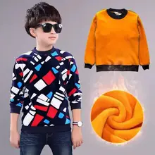 Теплый флисовый свитер для мальчиков, вязаный детский свитер, повседневные зимние теплые хлопковые свитера для мальчиков, пуловеры, детский толстый Топ